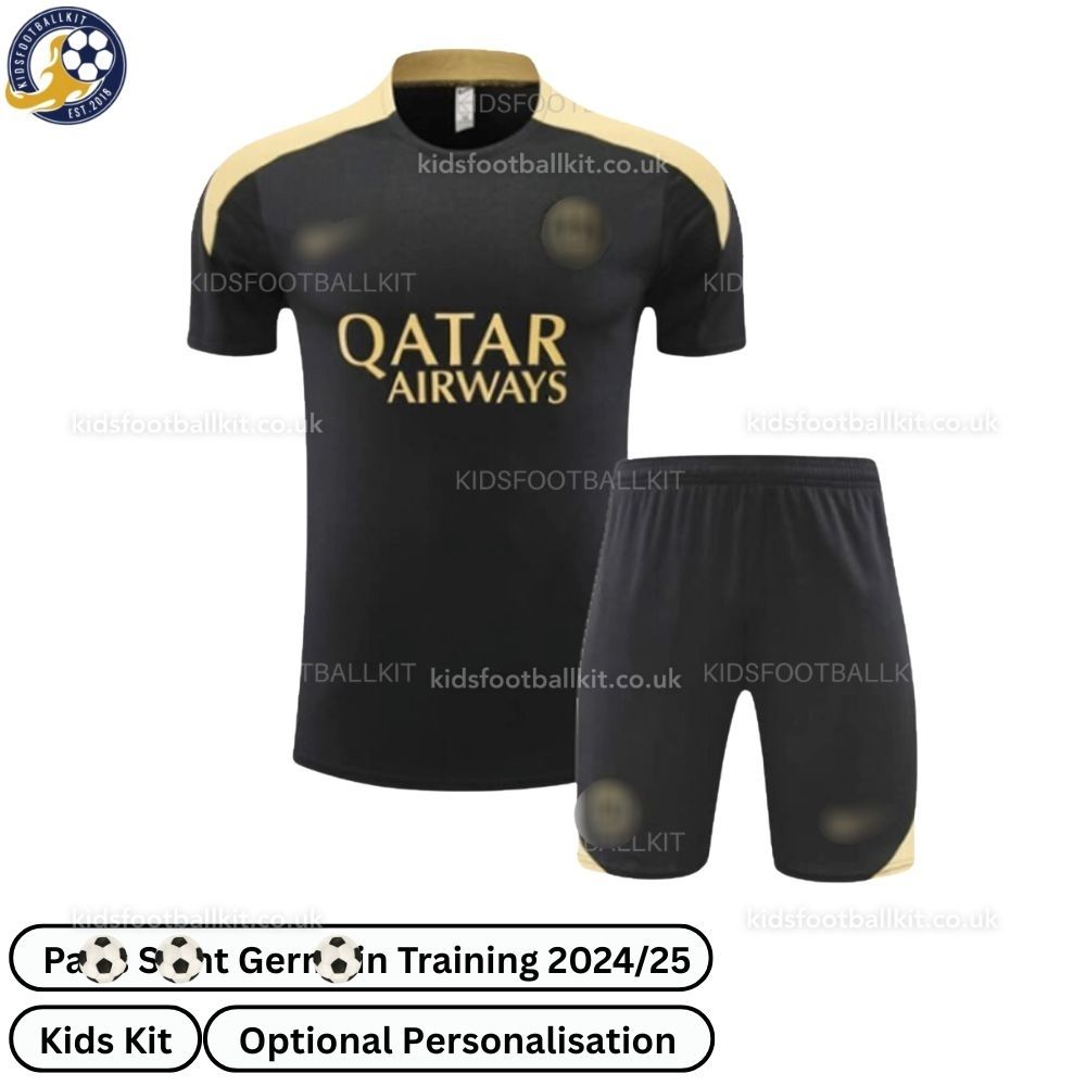 P^_^SG Training Kids Football Kit 2024/25 (No Socks) – Black